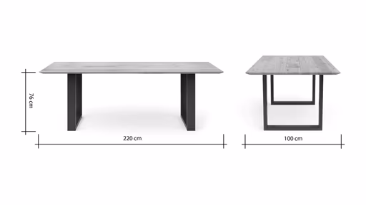 Esstisch Clifton - mit Einsätzen, LB ca. 220x100 cm, Wildeiche massiv, natur geölt