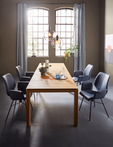 Esstisch 3400 - ausziehbar, LB ca. 200x100 cm, Asteiche massiv, Geölt, Gedrehter Fuss