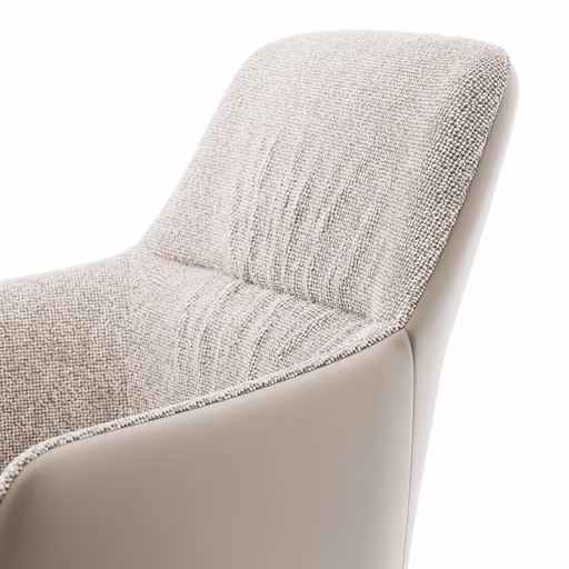 Armlehnstuhl Sagres - drehbar, Stoff & Leder, Graubeige, Creme