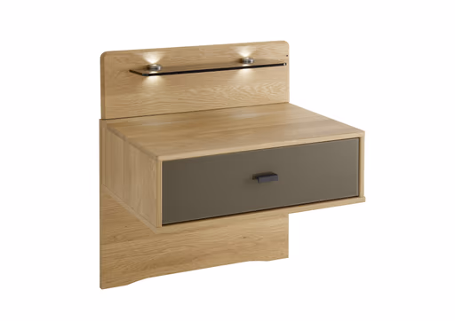 Nachttisch Lenoso - Eiche Nachbildung, Glas Graubraun