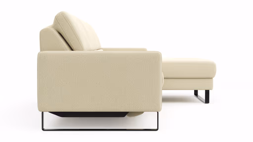 Ecksofa Valera - 3-Sitzer mit Longchair rechts inkl. Rückenlehne verstellbar und Relaxfunktion motorisch, Stoff, Natur