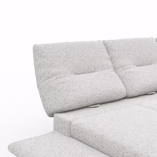 Ecksofa Lucero 2.0 - 2-Sitzer mit Longchair rechts inkl. Sitztiefenverstellung, Drehsitz und Sitztiefe verstellbar, Stoff, Offwhite
