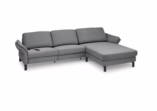Ecksofa CALM PREMIUM 2.0 - 3-Sitzer mit Longchair rechts, Relaxfunktion motorisch, Armlehne verstellbar, Stoff, Anthrazit
