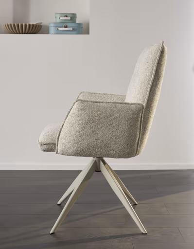 Armlehnstuhl Dinner - drehbar, Stoff, Champagner