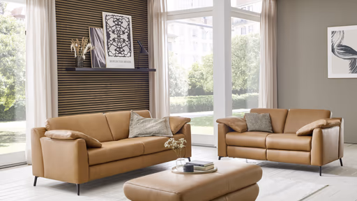 Sofa - 2-Sitzer, Leder, Braun