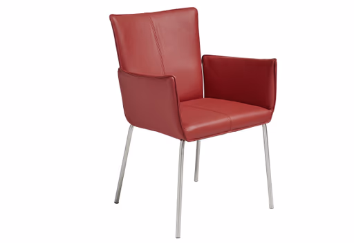 Armlehnstuhl 4900 - Leder, Rot, Innenliegendes Gestell, Edelstahl