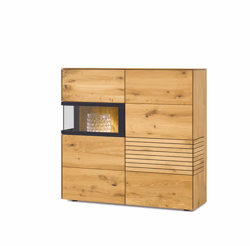 Highboard - mit Beleuchtung; Astkastanie massiv