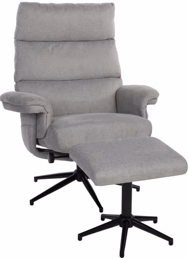 Relaxsessel mit Hocker - drehbar, Relaxfunktion, Webstoff, Steingrau