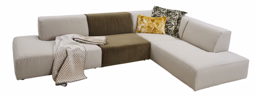 Ecksofa Elementos - Abschlusselement mit 1-Sitzer und Ecke rechts, Stoff, Natur