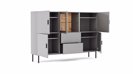 Highboard Palos - Lack, Hellgrau