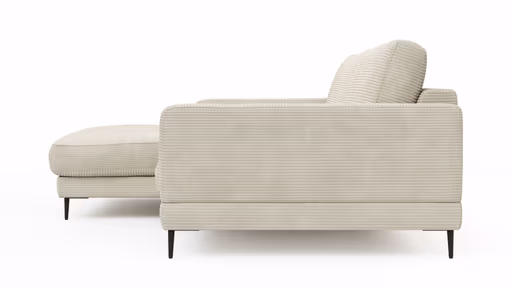 Ecksofa Janne - Longchair links, 1,5-Sitzer, Cord, Offwhite
