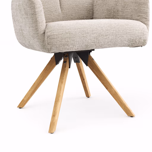 Armlehnstuhl Evania - Dreh und Relax-Funktion, niedriger Rücken, Stoff, Ecru