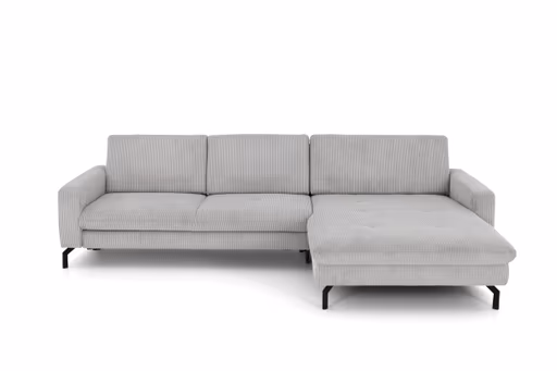 Ecksofa - 3-Sitzer mit Longchair rechts, Stoff, Grau