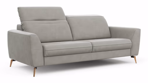 Sofa Tulsa KV - 3-Sitzer, inkl. Kopfteilverstellung, Leder, Graubeige