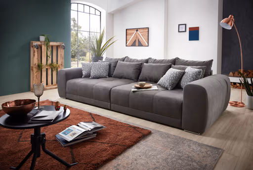 Megasofa - 3-Sitzer, Stoff, Dunkelgrau