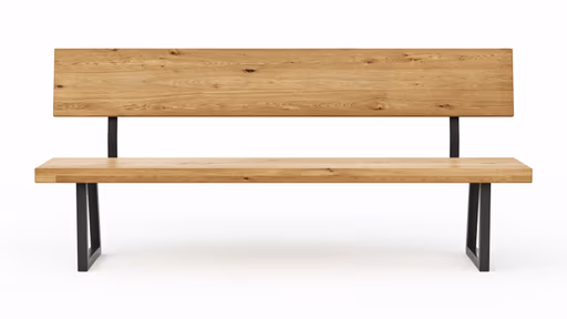 Holzbank Clifton - mit Rückenlehne, Breite ca. 200cm, Wildeiche massiv, natur