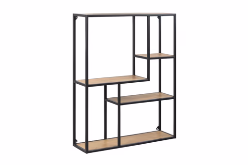 Bücherregal - Wildeiche Nachbildung, Metall schwarz 