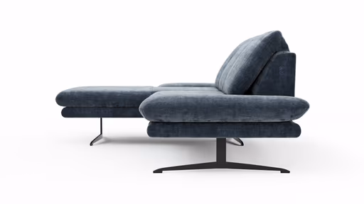 Ecksofa Hubertus - Longchair links mit 2-Sitzer, Rückenlehne/Armlehne verstellbar, Stoff, Blau