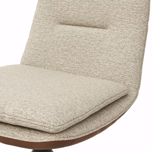 Polsterstuhl Macano - drehbar, Stoff & Leder, Beige, Cognac