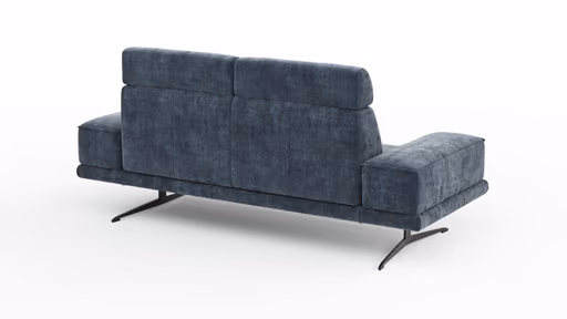 Sofa Hubertus - 2-Sitzer, Kopfstütze verstellbar, Stoff, Blau