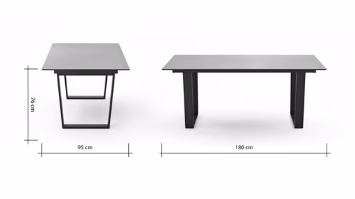 Esstisch Dinner - verlängerbar, LB ca. 180x95 cm, Kunststoff, Grau
