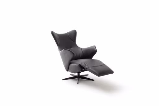 Relaxsessel Follina - Relaxfunktion (motorisch), Leder, Schwarz, Akku