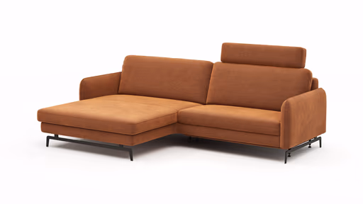 Ecksofa Enna - Longchair Links mit 1,75-Sitzer, inkl. motorischer Relaxfunktion, Stoff, Terracotta