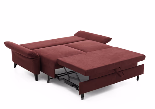 Sofa - 2-Sitzer, Schlaffunktion (manuell), Flachgewebe, Weinrot