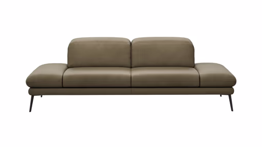 Sofa Elena - 2-Sitzer, Kopfteil/Armlehne verstellbar, Leder, Olive