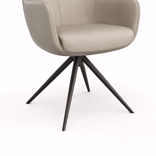 Armlehnstuhl Mis - Leder, Graubraun, Gestell, Schwarz