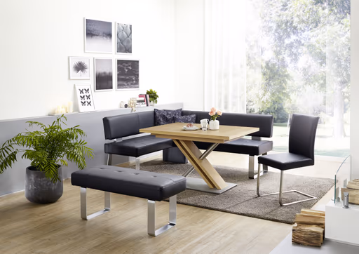 Eckbank EM 8310 - BT ca. 156x203 mit Rückenlehne, Leder, Dunkelbraun