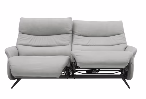 Sofa EM Lun - 3-Sitzer, Wall-Free Funktion, Kopfteilverstellung, Leder, grau