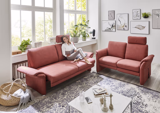 Sofa EM Bologna - 2-Sitzer groß, Stoff, Bordeaux