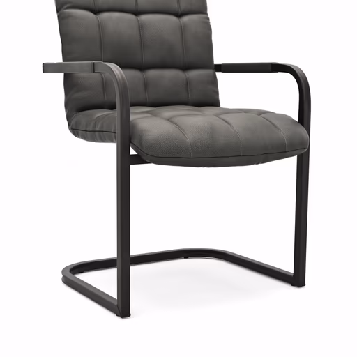 Armlehnstuhl Cambridge - Leder, Anthrazit