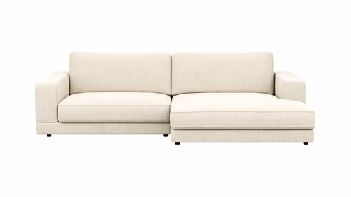 Ecksofa Juni - 1,5-Sitzer mit Longchair rechts, Stoff, Natur