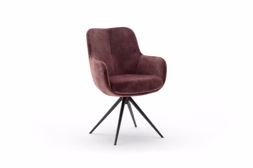 Armlehnstuhl Mis - Drehbar, Stoff, Weinrot, Gestell, Anthrazit