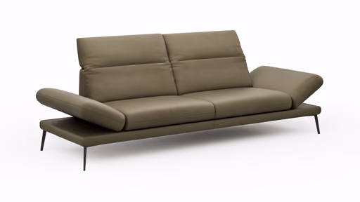 Sofa Elena - 2,5-Sitzer, Kopfteil/Armlehne verstellbar, Leder, Olive