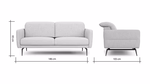 Sofa Estrela 2.0 - 2,5-Sitzer inkl. Kopfteil/Armteil verstellbar und Sitzvorzug motorisch, Stoff, Creme