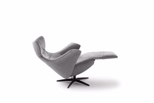 Relaxsessel Follina - Relaxfunktion (motorisch), Leder, Stoff, Grau