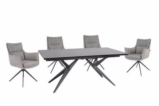 Stuhl MANDY - drehbar, Stoff, Graubeige