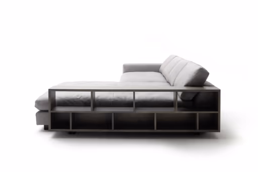 Ecksofa Aprino 1 - 2,5-Sitzer mit Longchair rechts, Leder, Grau