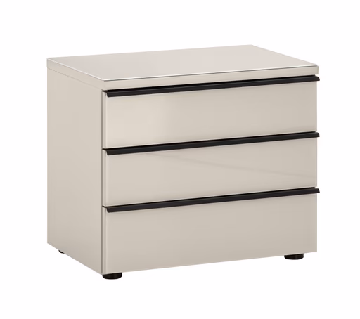 Nachtkommode EM Armadio -  mit Glasplatte und 3 Schubkästen, Dekor sand, Sandglas