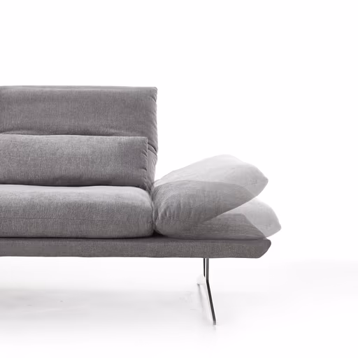 Ecksofa - Longchair links mit 2,5-Sitzer, Rückenlehne/Armlehne/Kopfteil verstellbar, Stoff, Grau