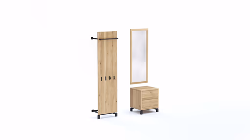 Garderobenkombination Williston - Korpus Wildeiche bianco / Front sandgestrahlt