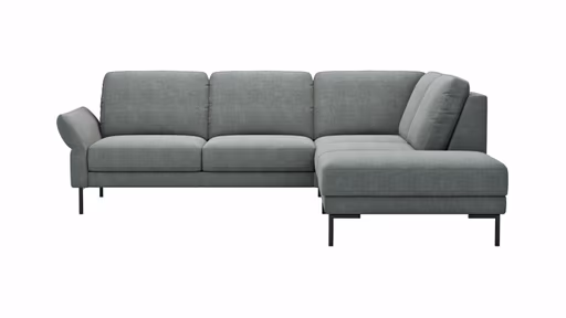 Ecksofa Rockport A - 2,5-Sitzer mit Ecke rechts, inkl. Sitzauszug (motorisch) und Armlehne klappbar, Stoff, Eisblau