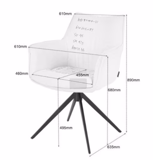 Armlehnstuhl MAIKE - drehbar, Stoff, Marine