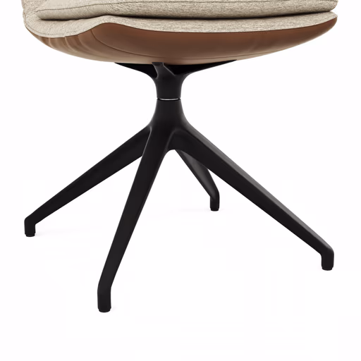 Polsterstuhl Macano - drehbar, Stoff & Leder, Beige, Cognac