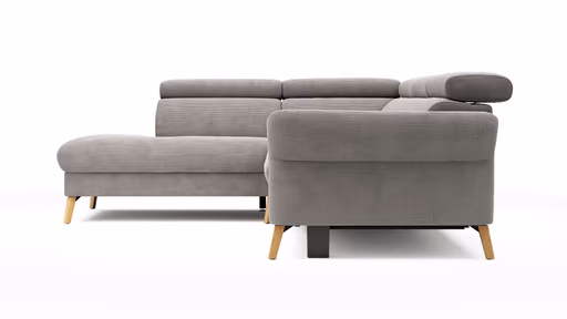 Sofa Maryville - Eckelement und Abschlussteil medium links mit 2,5-Sitzer, inkl. Schlaffunktion, Stauraum, Armlehne/Kopfteil verstellbar, Stoff, Grau