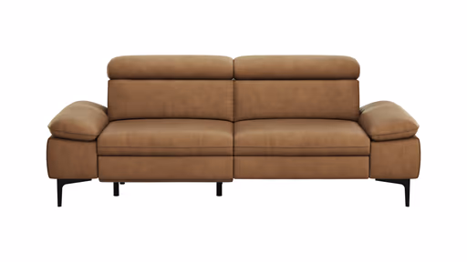Sofa Felipa - 3-Sitzer inkl. Relaxfunktion (motorisch) und Kopfteil verstellbar, Leder, Cognac