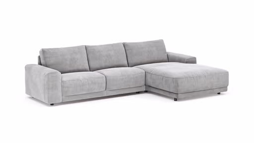 Ecksofa Balok - 2,5-Sitzer mit Longchair groß rechts, Stoff, Eisengrau